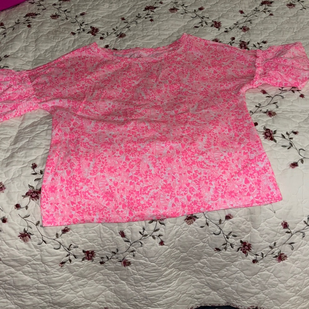 Lilly Pulitzer Pink Floral Short Sleeve Top